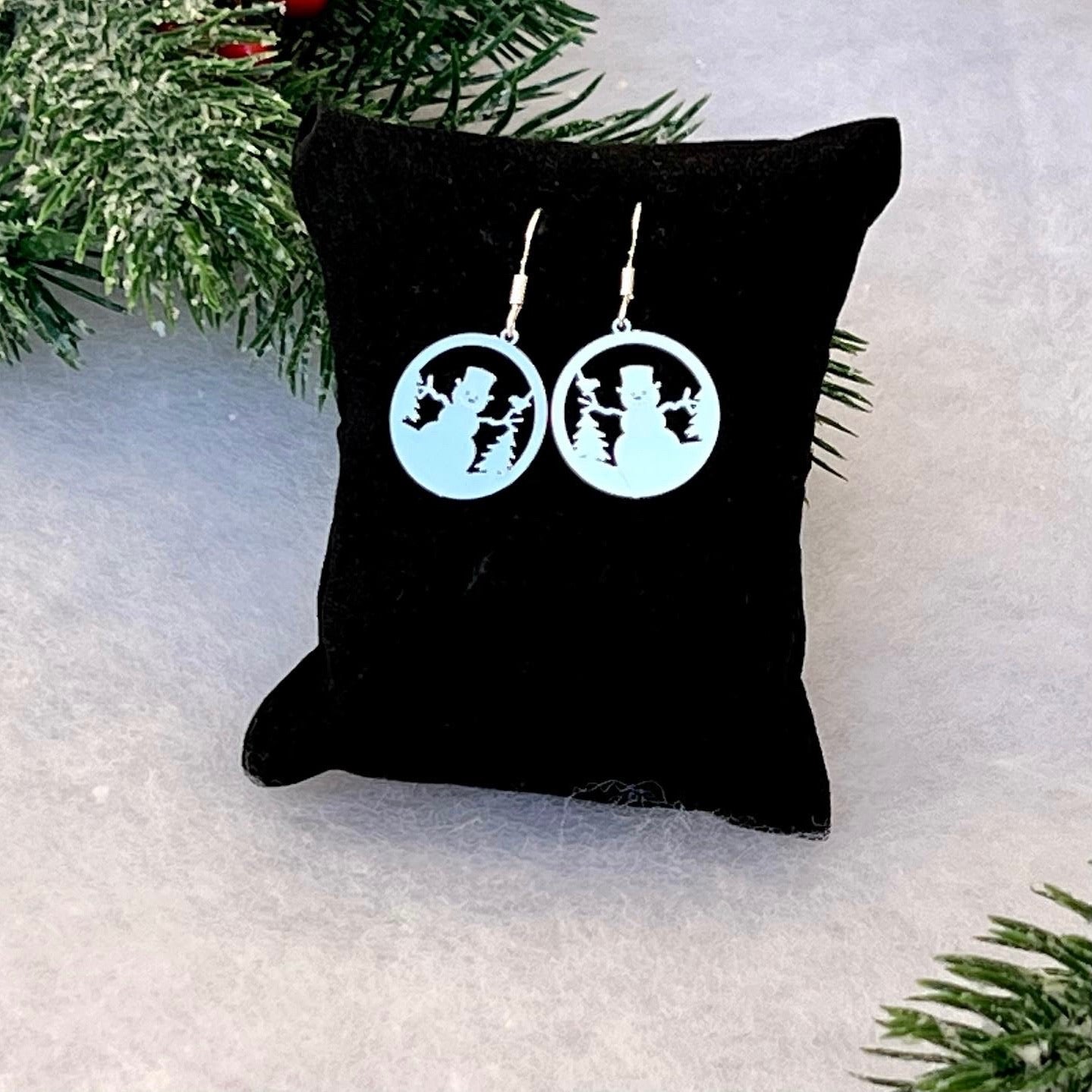 Snowman Bauble Christmas Earrings