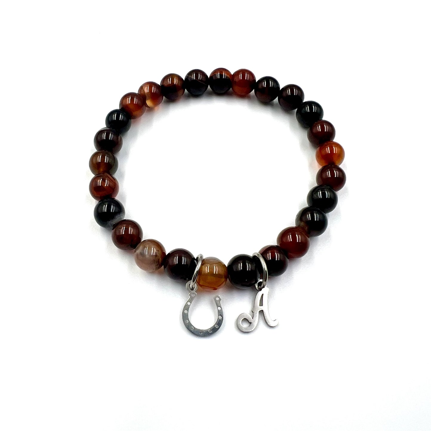 Unisex 8mm Beaded Bracelet - Choose Gemstone/Colour & Charms