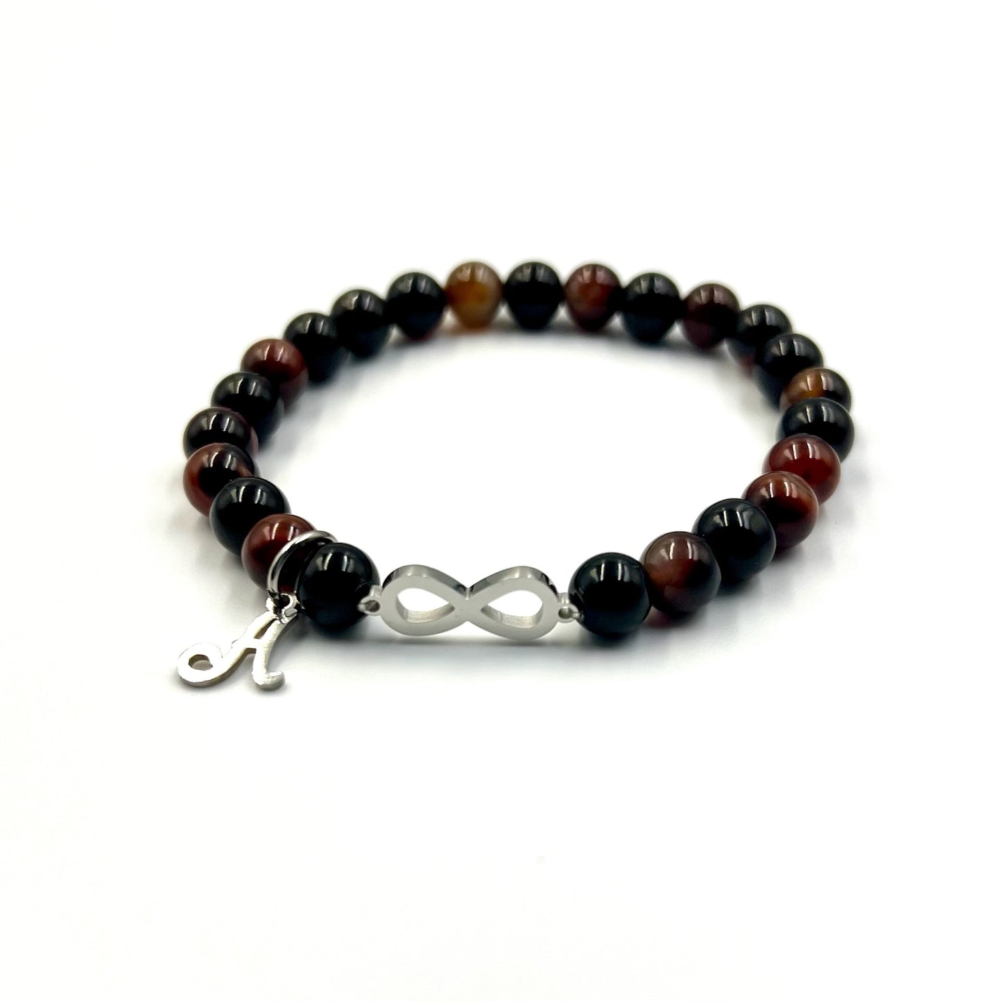 Unisex Infinity Beaded Bracelet - Choose Gemstone/bead colour & Personalisation