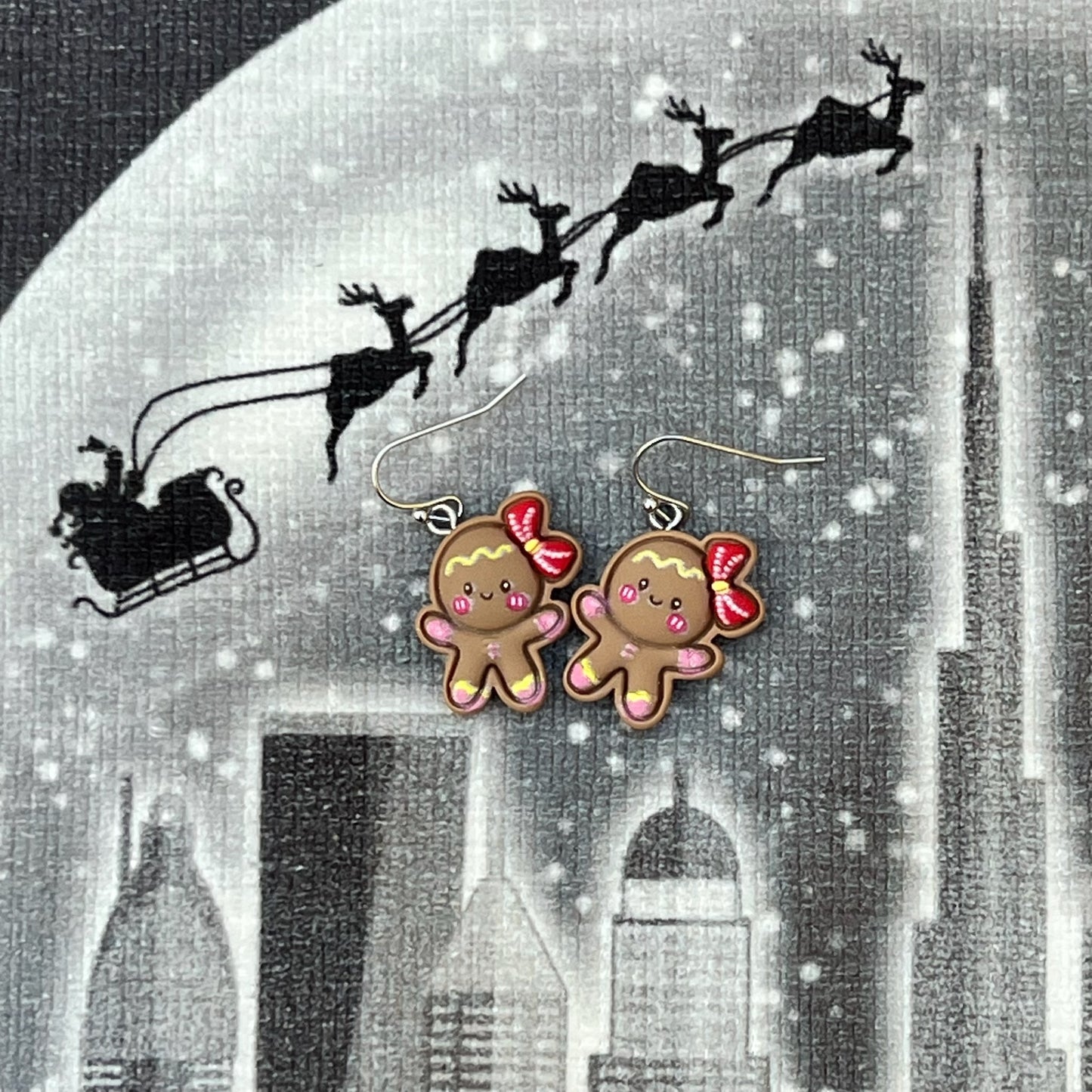 Cute Christmas Gingerbread Girl Earrings