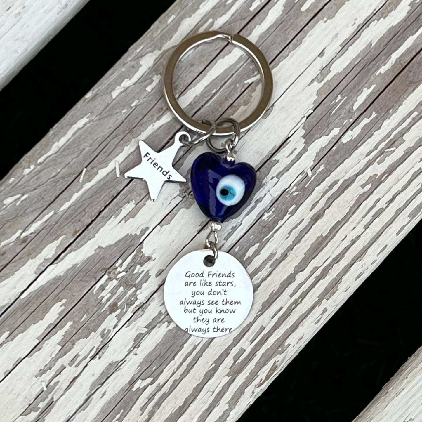 Good Friends Keyring with Evil Eye Heart