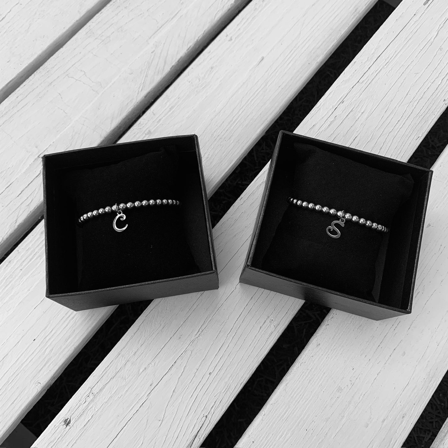 Silver Hematite 4mm Beaded Bracelet - Choose Charm & Personalisation