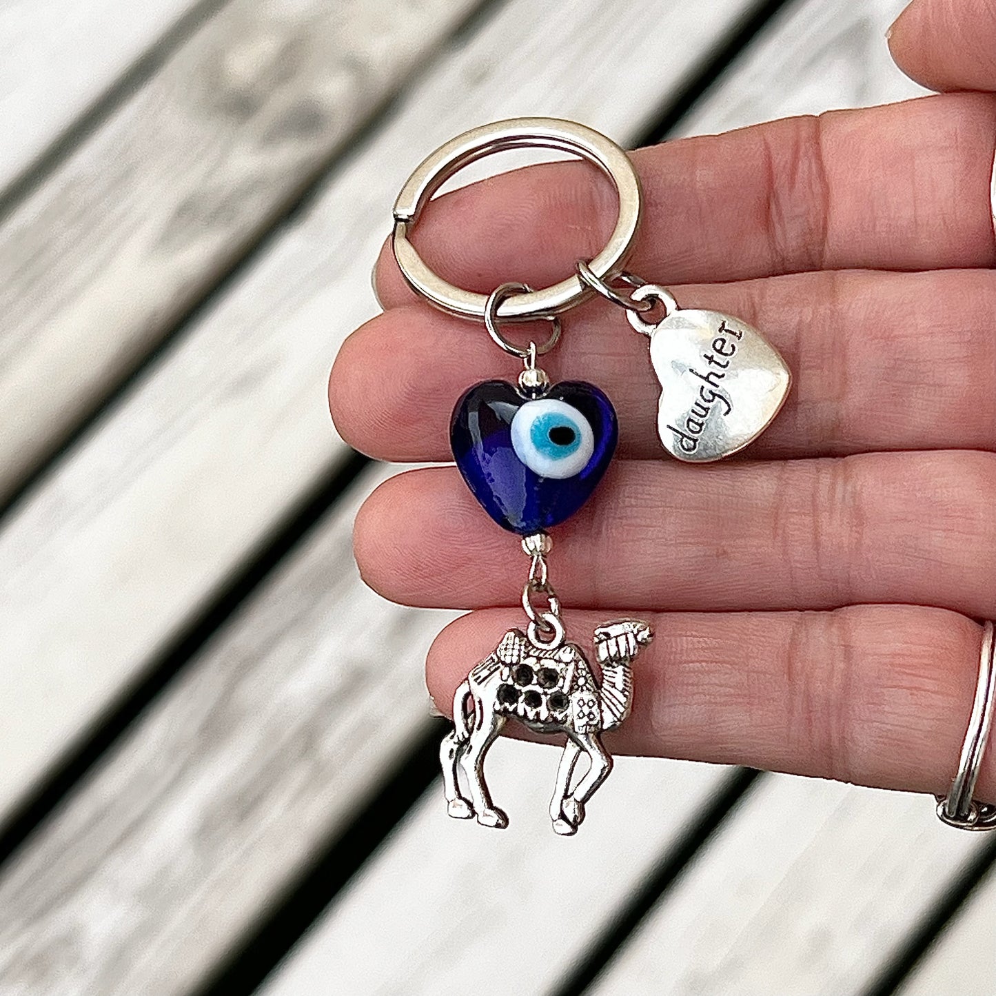 Camel Keyring - Choose Member of Family Heart Charm