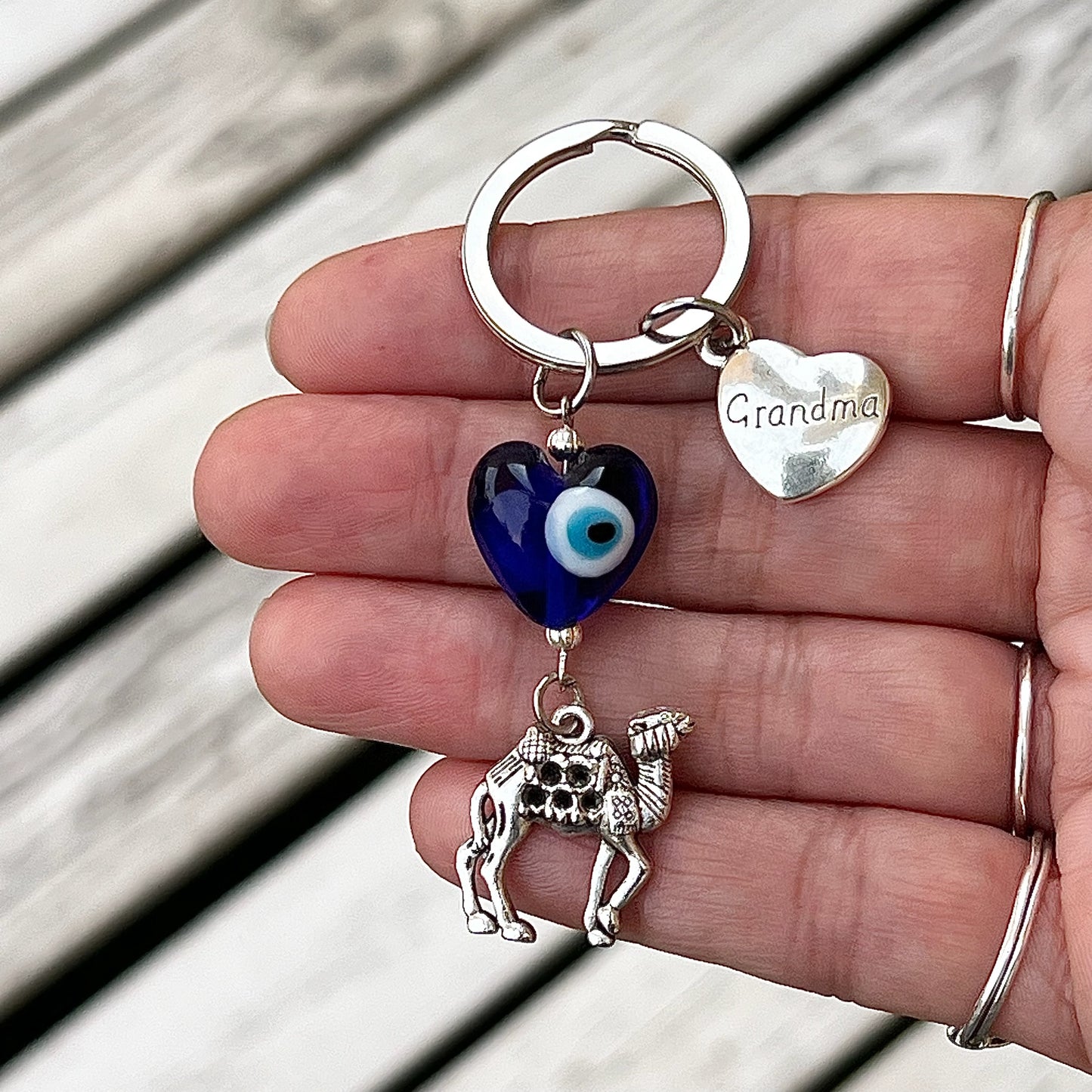 Camel Keyring - Choose Member of Family Heart Charm