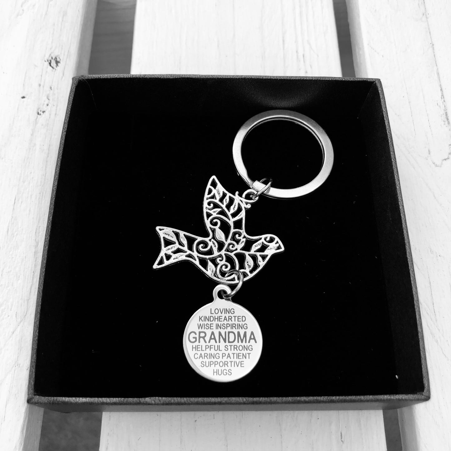 Dove Keyring with Choice of Family Charm