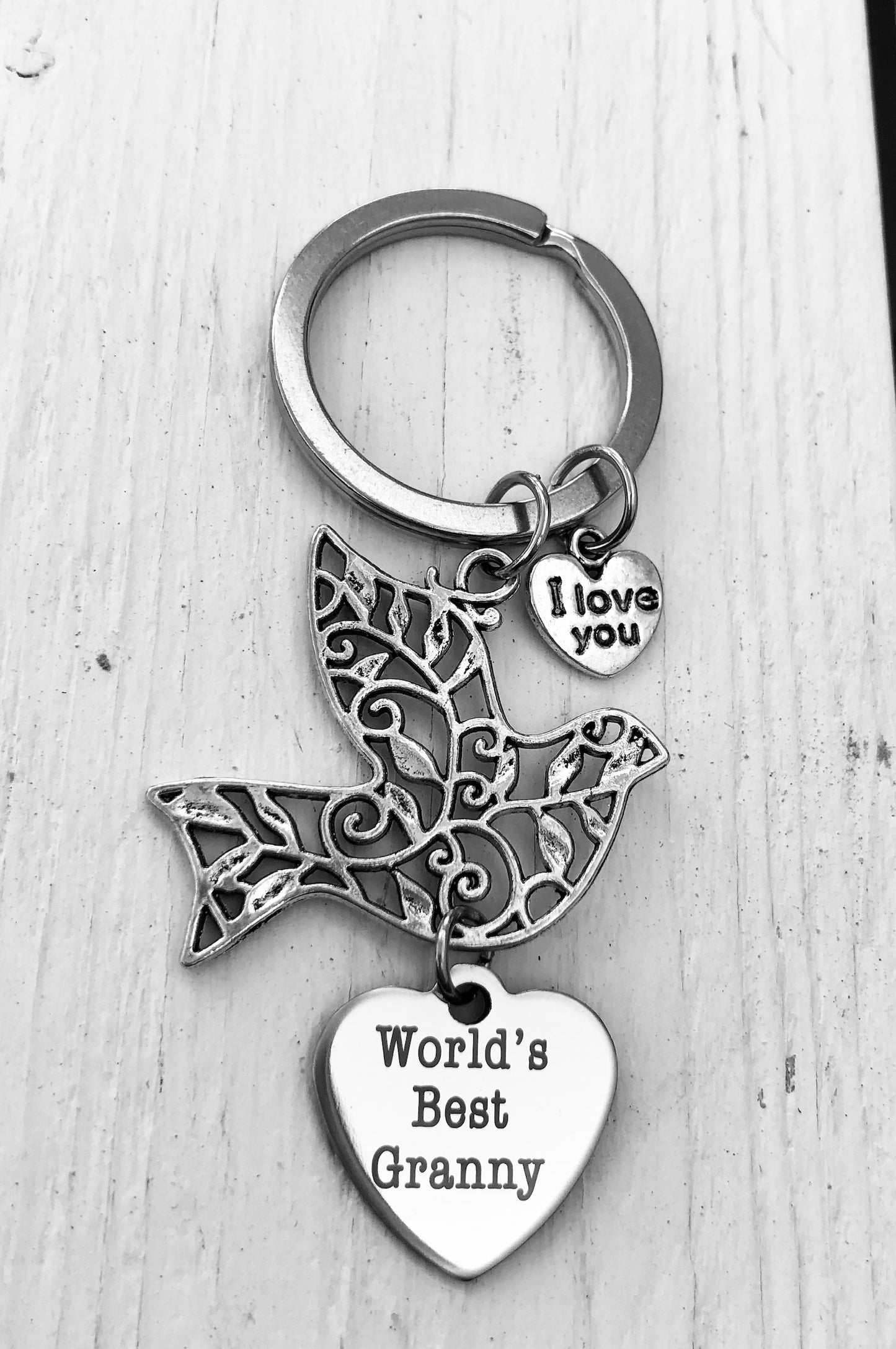 Dove Keyring with Choice of Family Charm