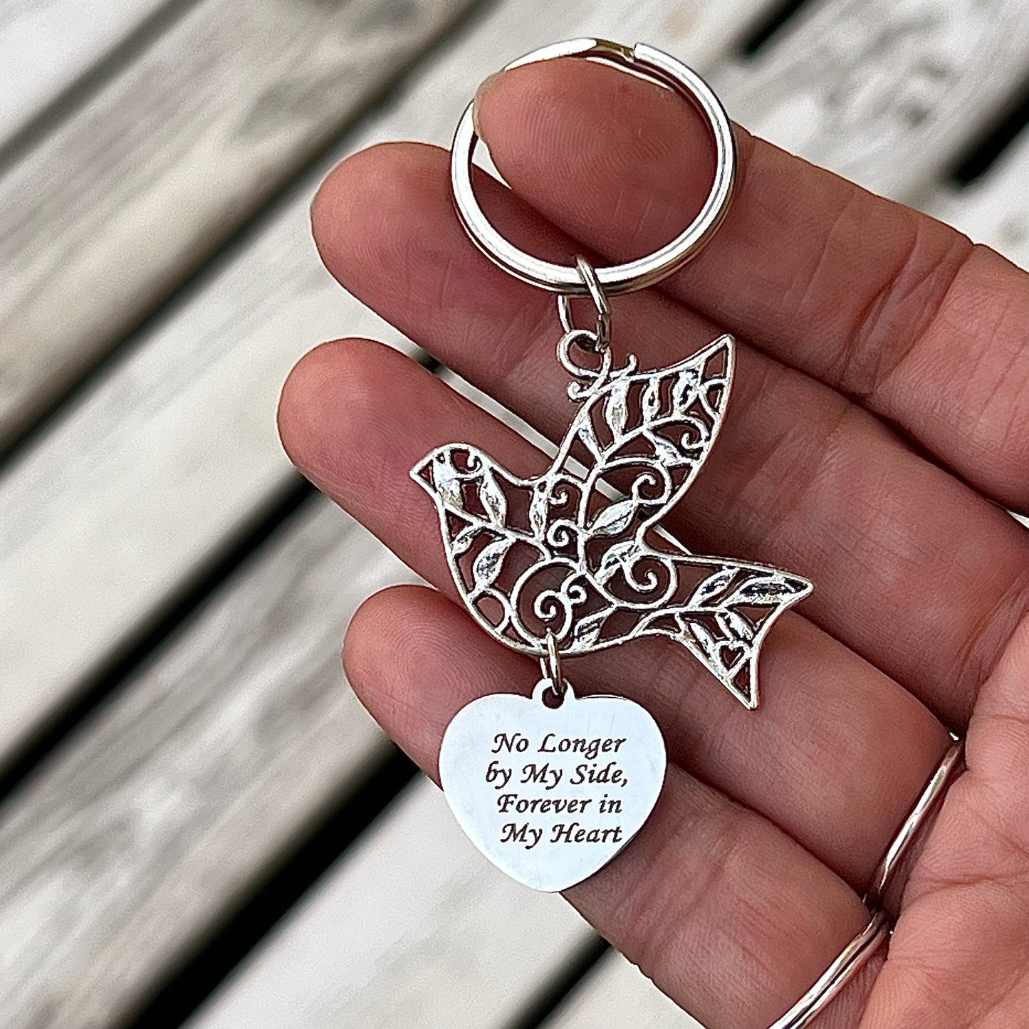 Remembrance Dove Keyring with Choice of Charms