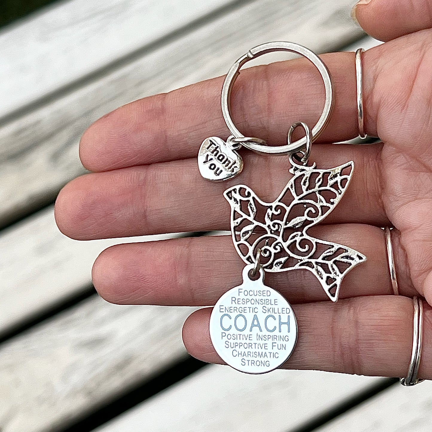 Teacher Appreciation Dove Keyring with Choice of Teacher Charms
