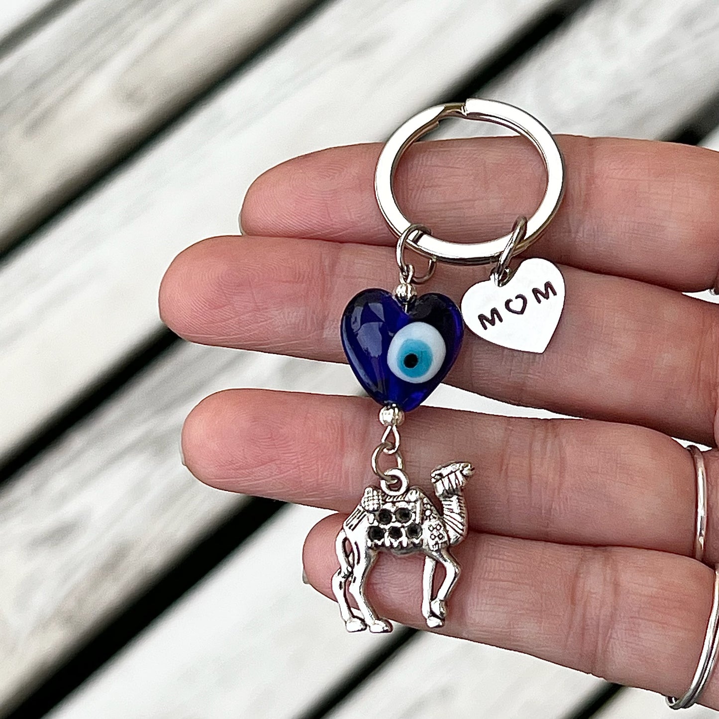 Camel Keyring - Choose Member of Family Heart Charm