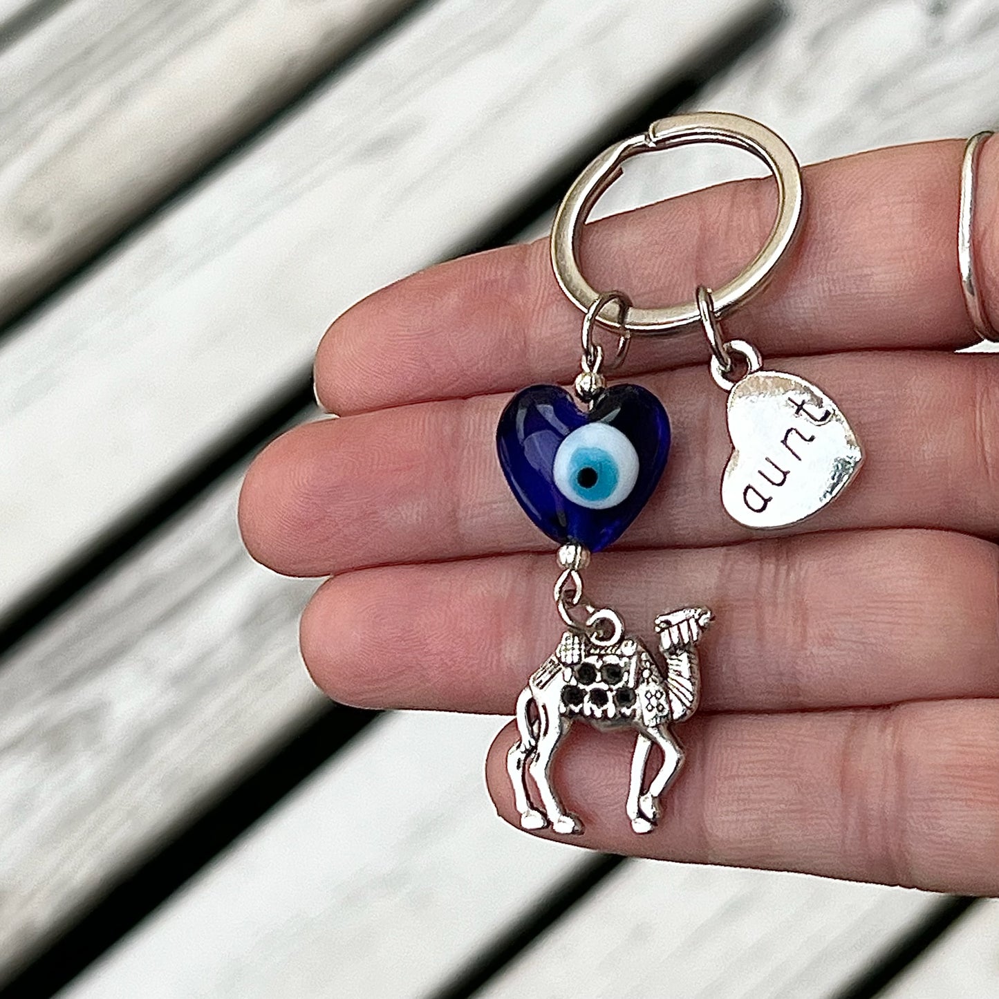Camel Keyring - Choose Member of Family Heart Charm