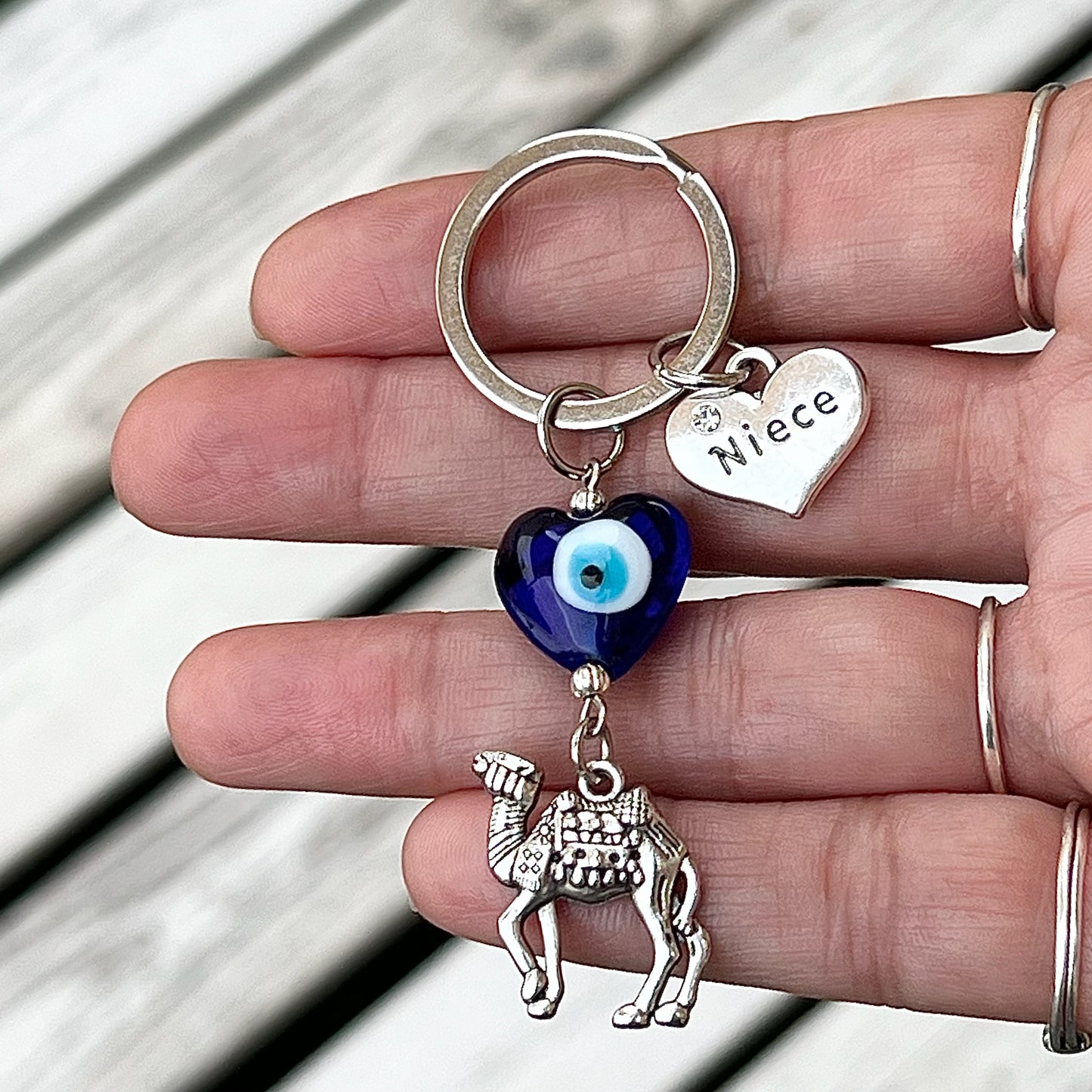 Camel Keyring - Choose Member of Family Heart Charm