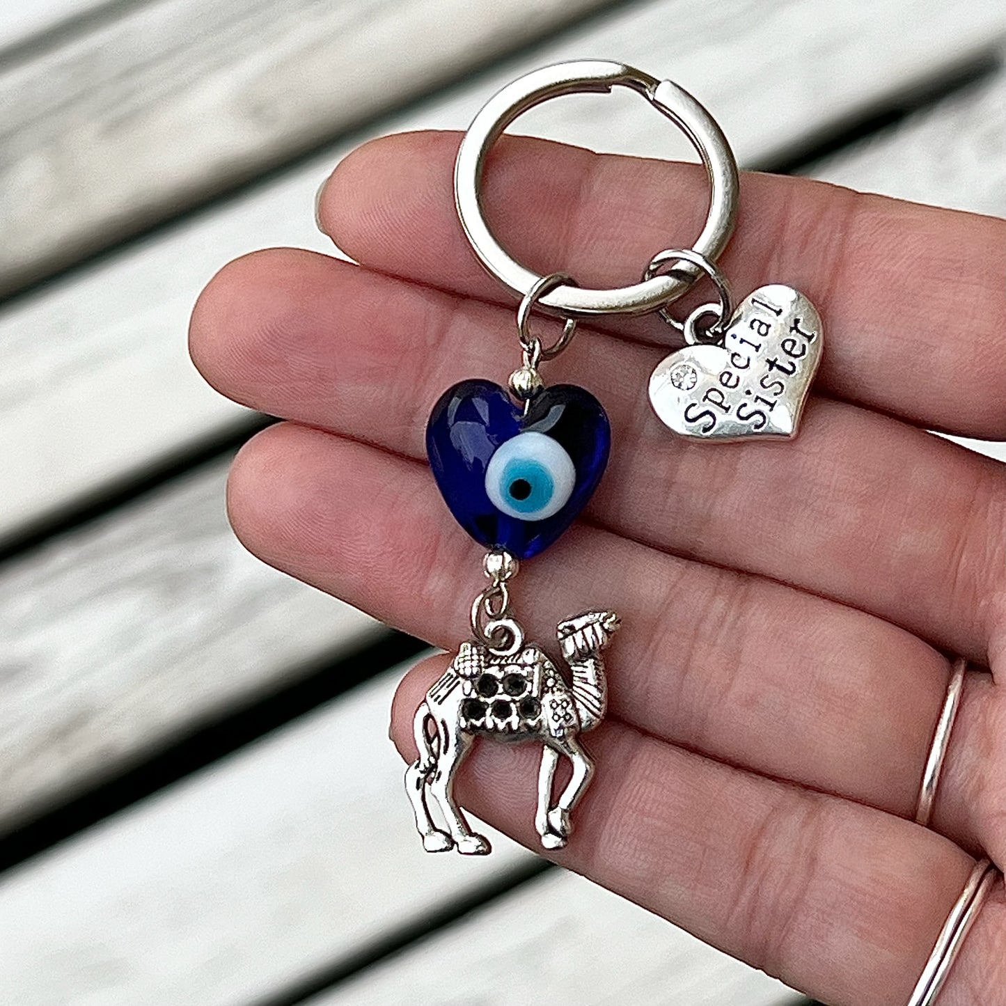 Camel Keyring - Choose Member of Family Heart Charm