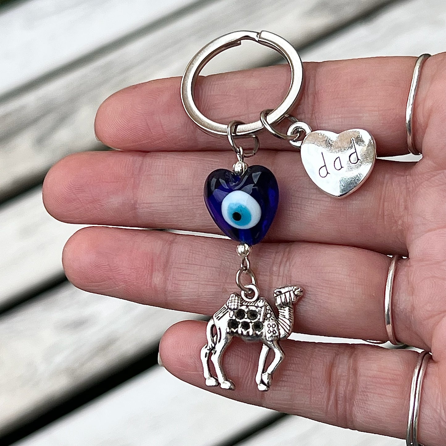 Camel Keyring - Choose Member of Family Heart Charm