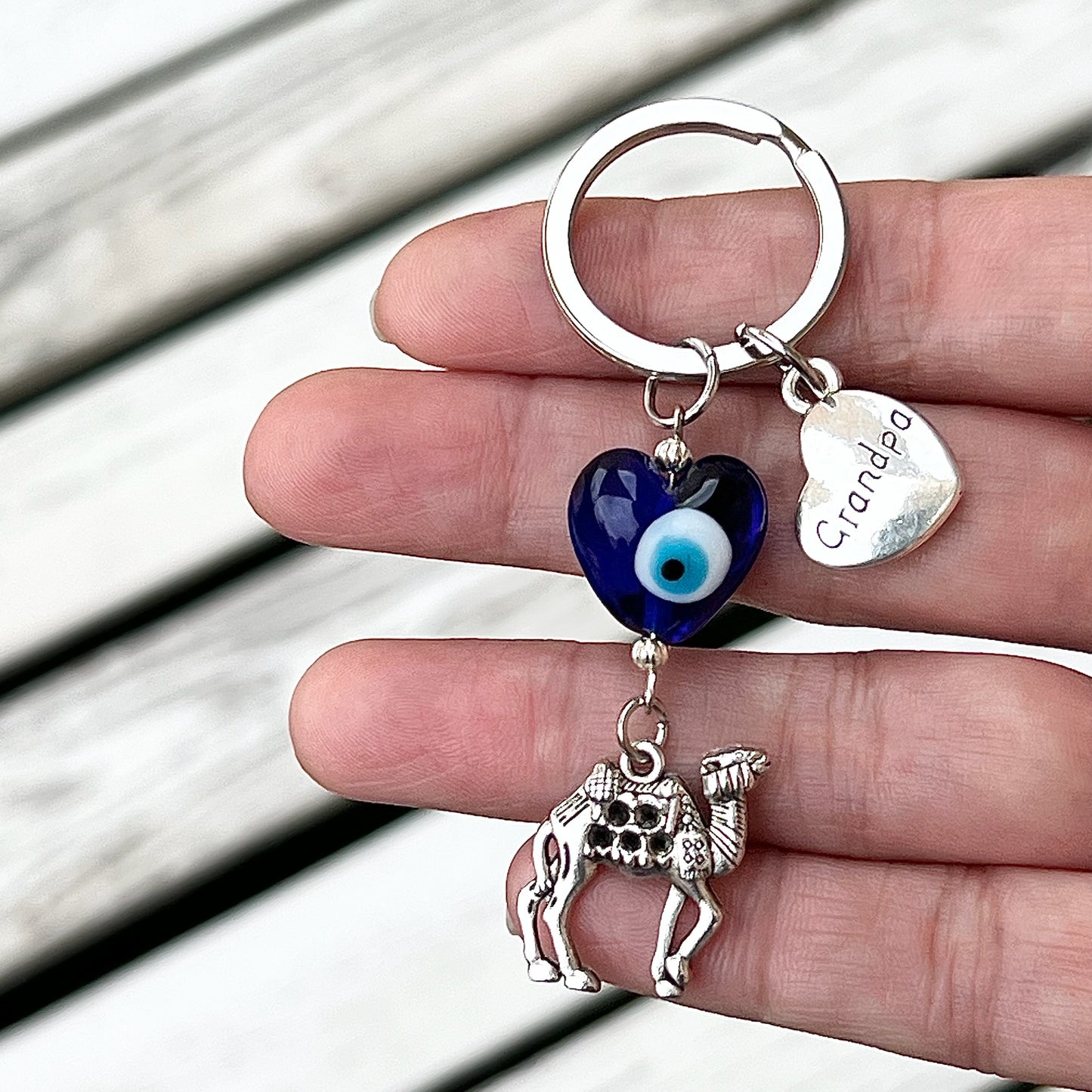 Camel Keyring - Choose Member of Family Heart Charm