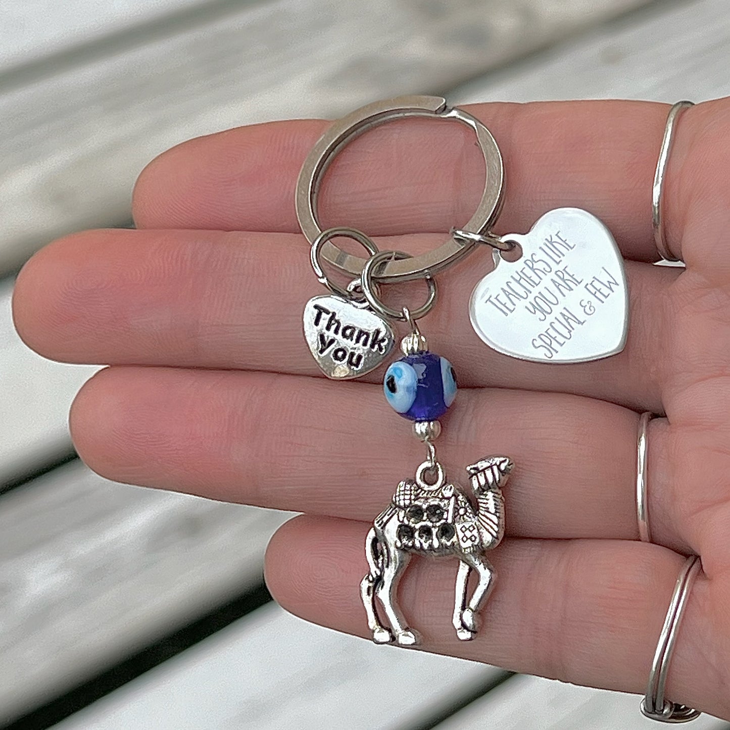 Teacher Appreciation Camel Keyring with Choice of Teacher Charms