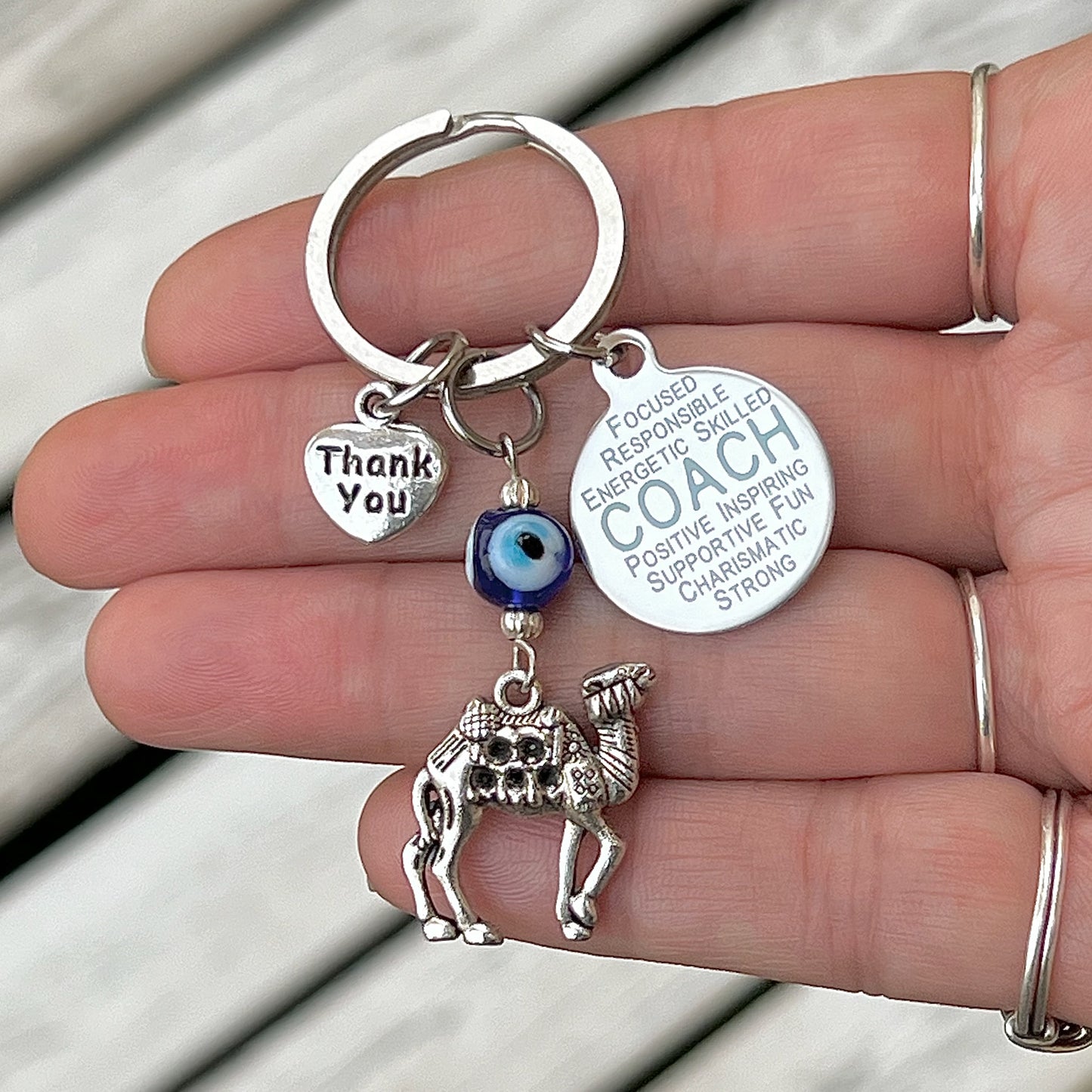 Teacher Appreciation Camel Keyring with Choice of Teacher Charms