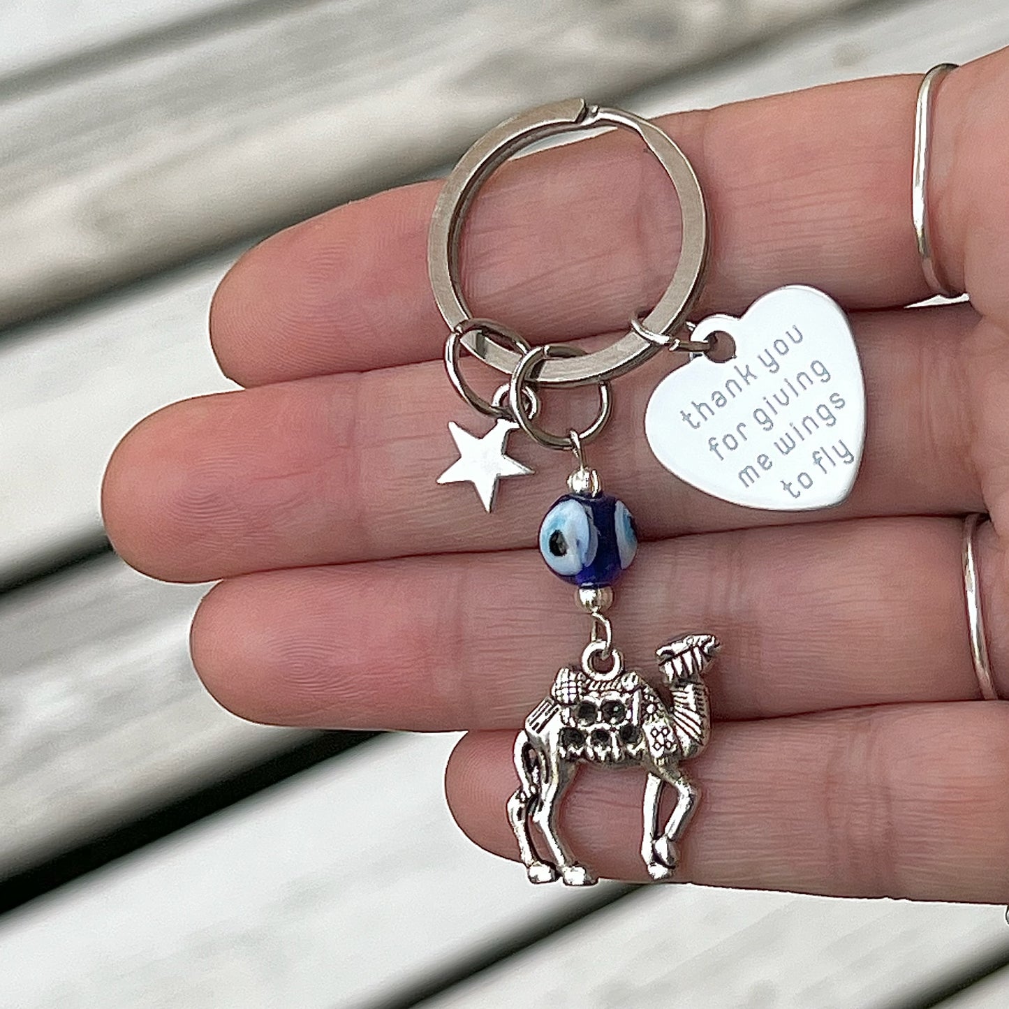 Teacher Appreciation Camel Keyring with Choice of Teacher Charms