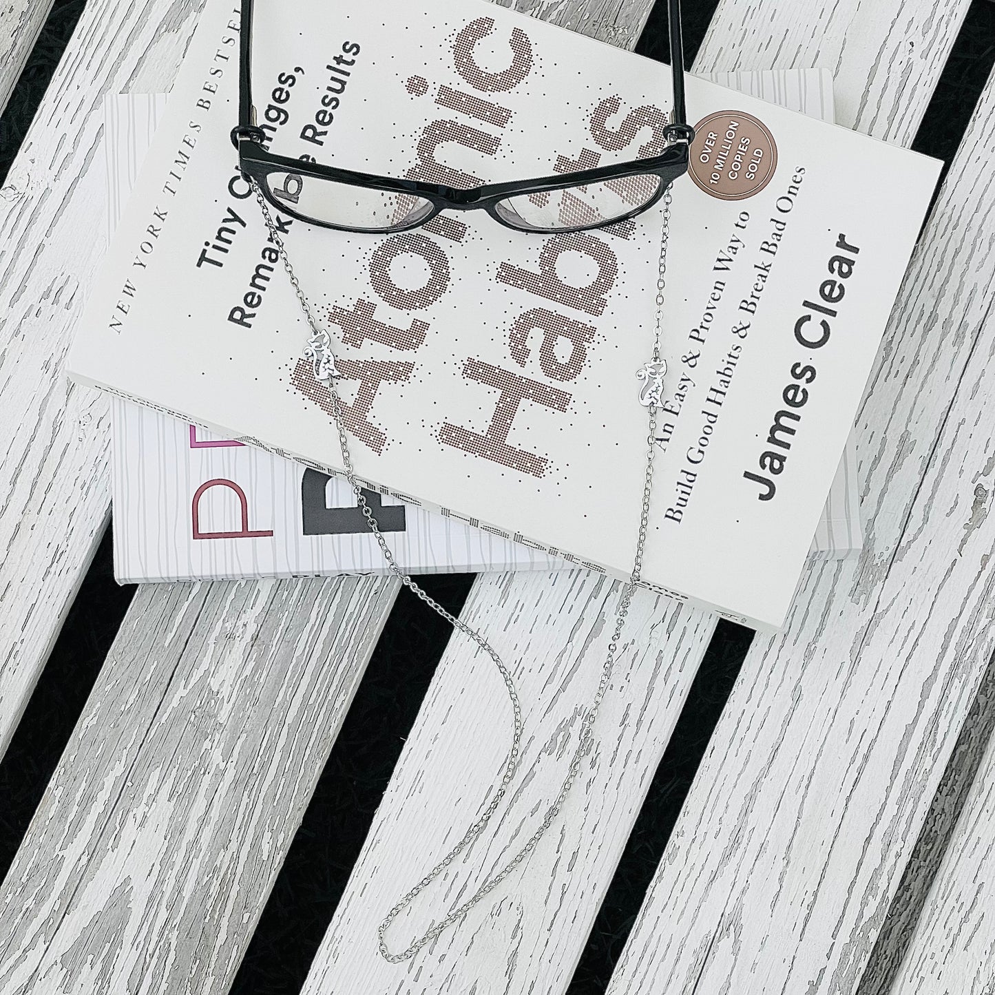 Glasses Chain - Silver Cats with Personalisation option