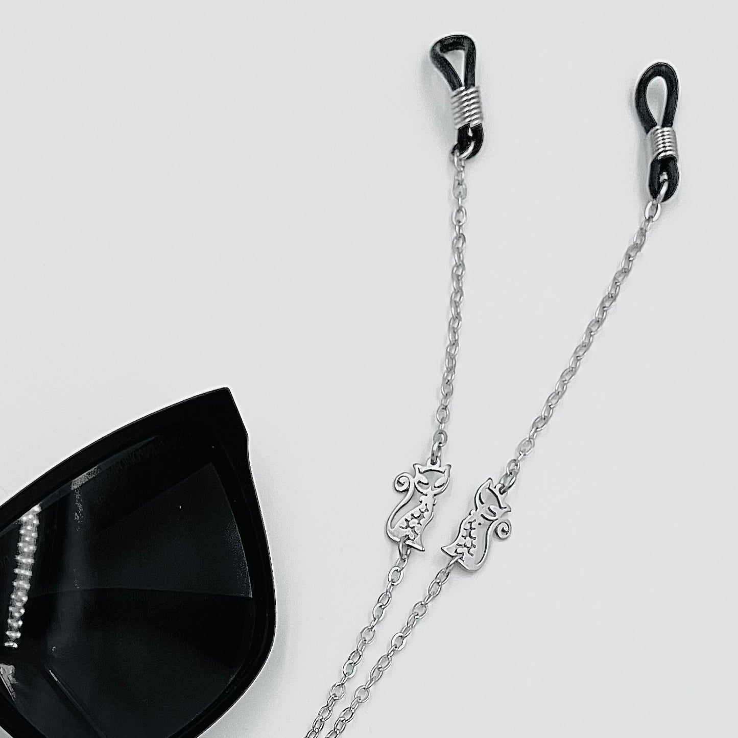 Glasses Chain - Silver Cats with Personalisation option