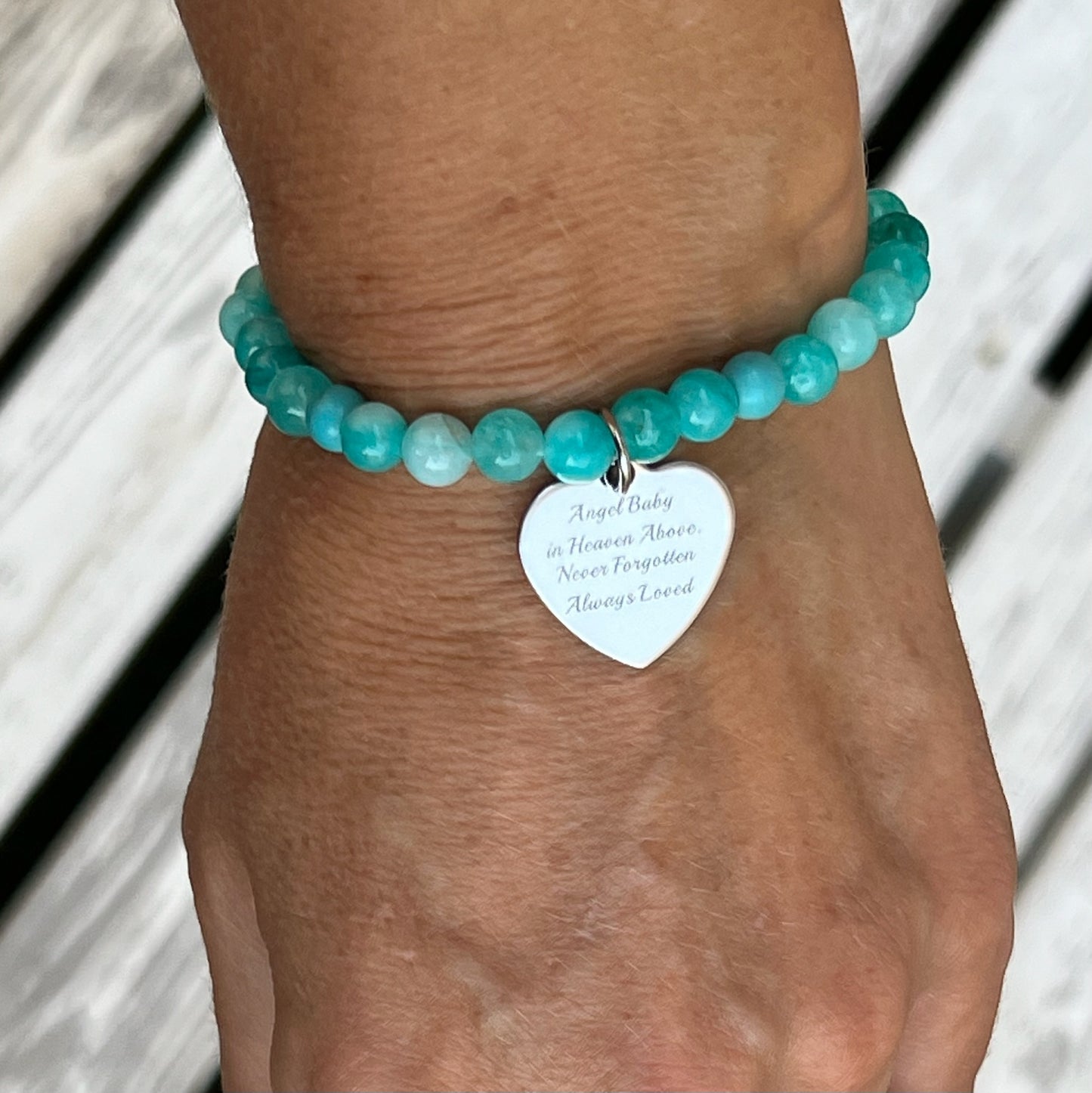 Turquoise Mix Beaded Bracelet - Choose Charm & Personalisation
