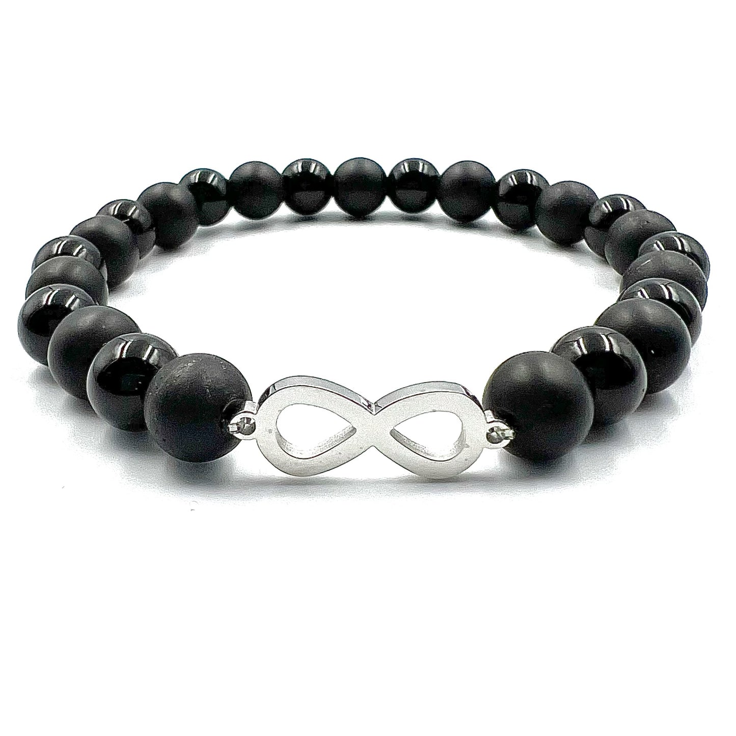 Unisex Infinity Beaded Bracelet - Choose Gemstone/bead colour & Personalisation