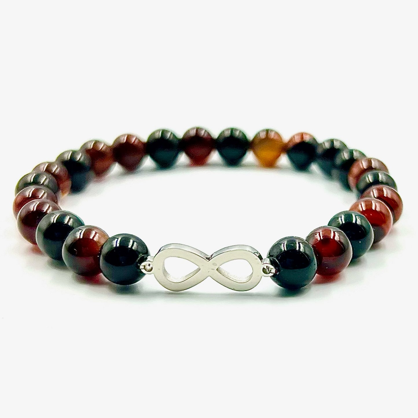 Unisex Infinity Beaded Bracelet - Choose Gemstone/bead colour & Personalisation