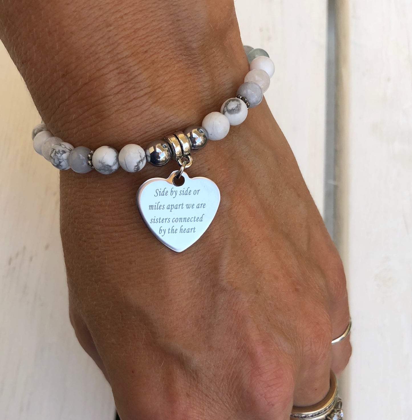 Beaded Bracelet with charm holder - Choose Gemstone/Colour, Charm or Personalisation