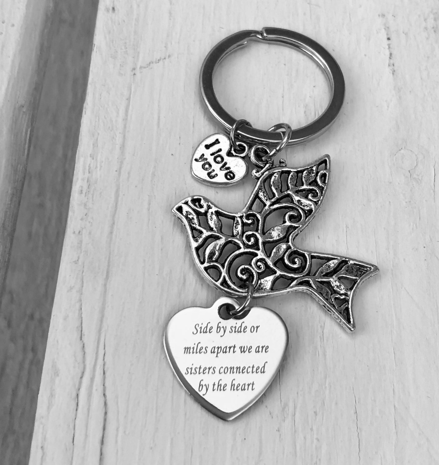 Dove Keyring with Choice of Family Charm