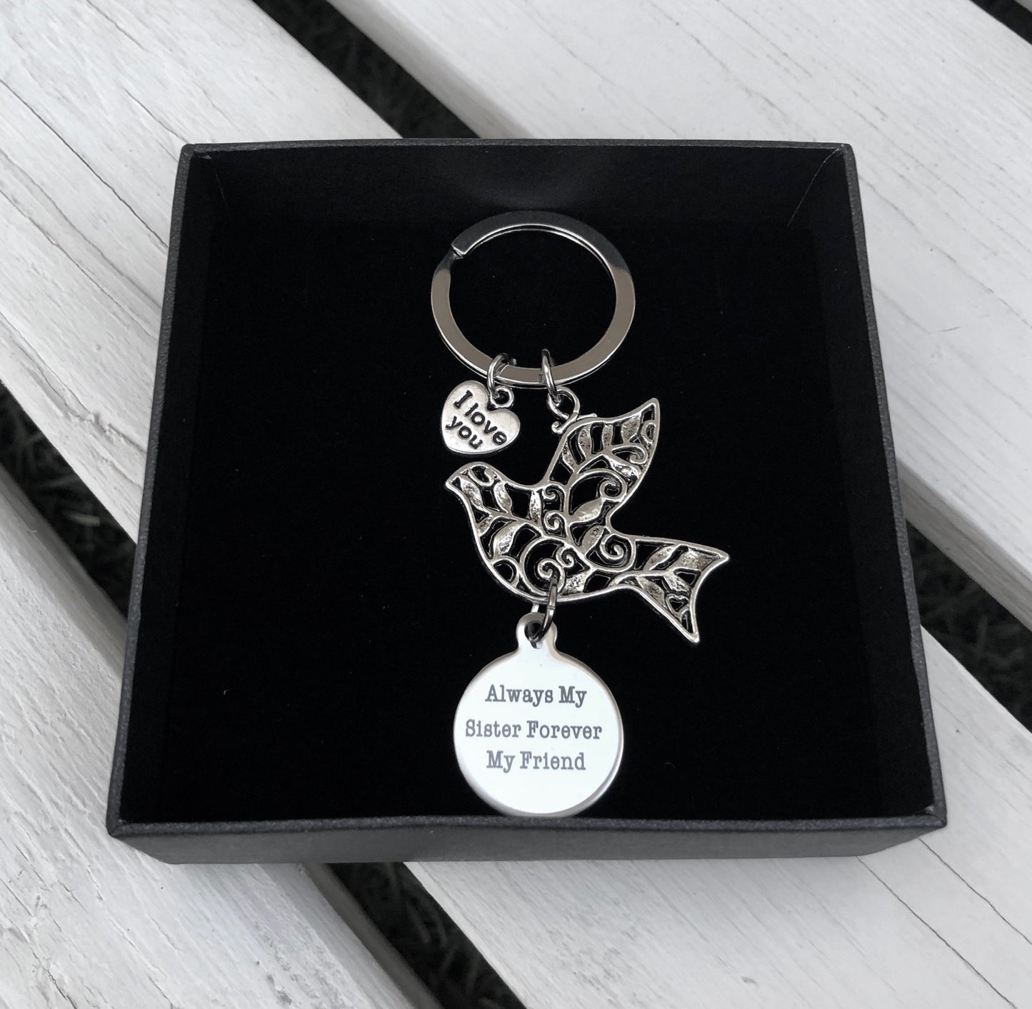 Dove Keyring with Choice of Family Charm