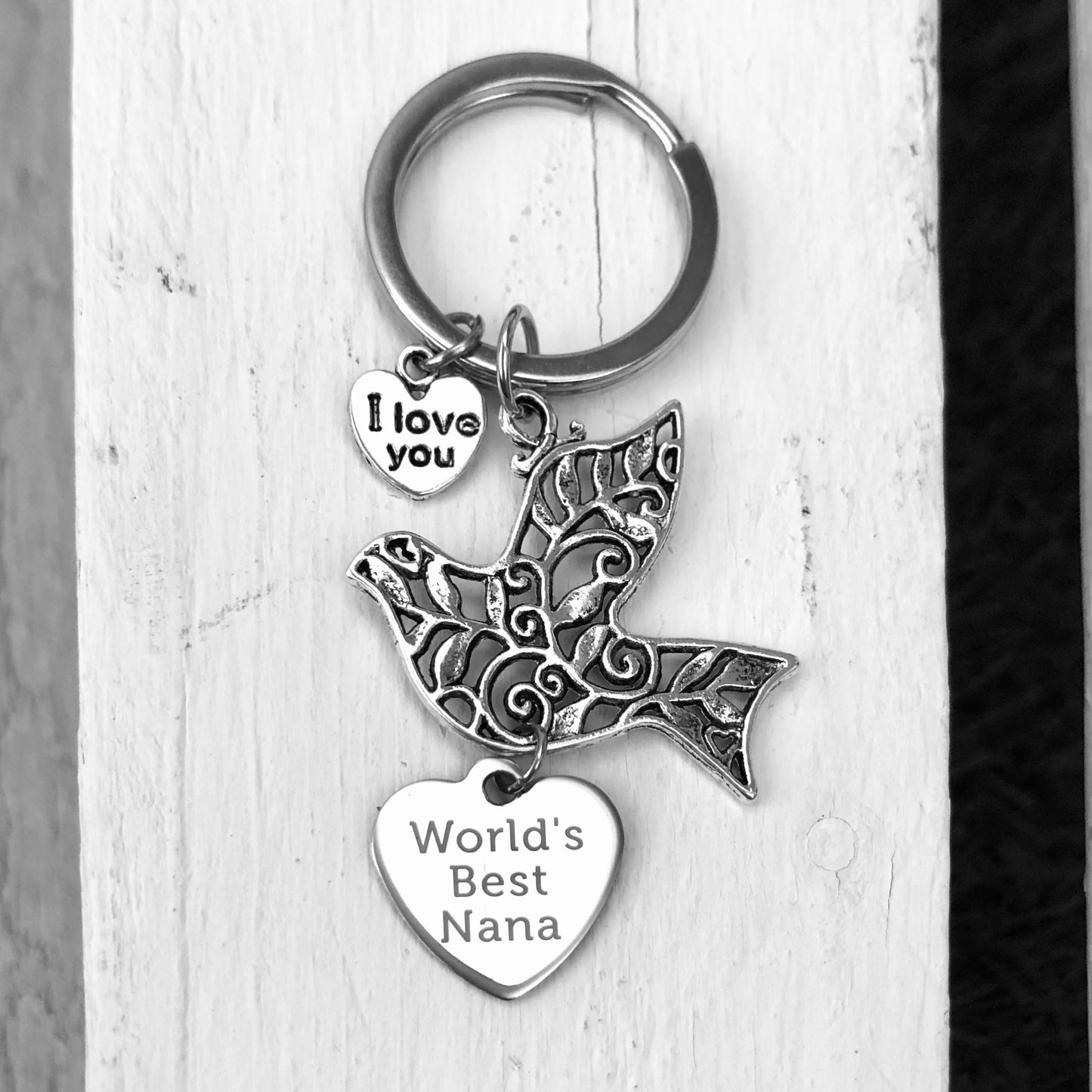 Dove Keyring with Choice of Family Charm