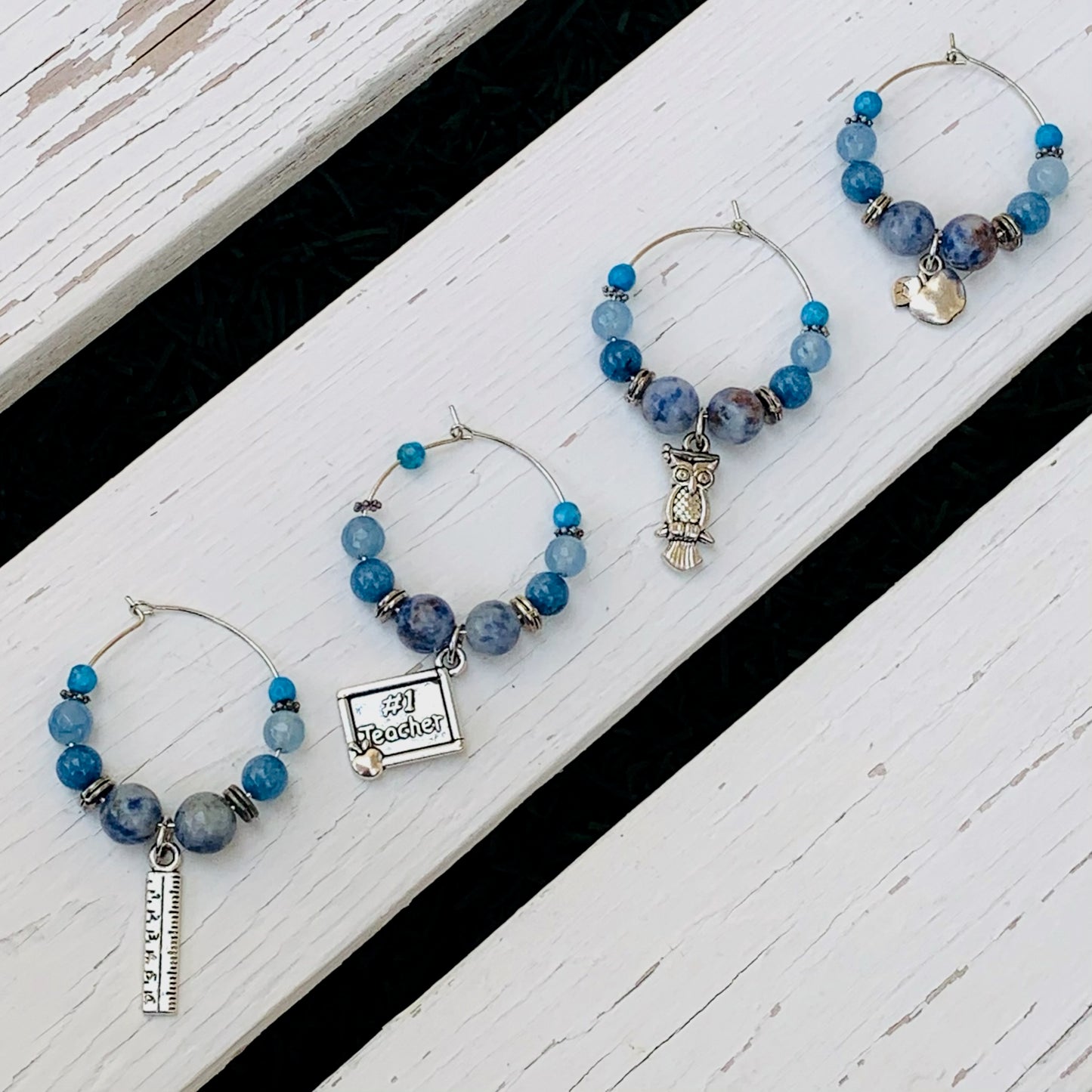 Teacher Themed Wine Glass Charms - Choose Colour & Quantity