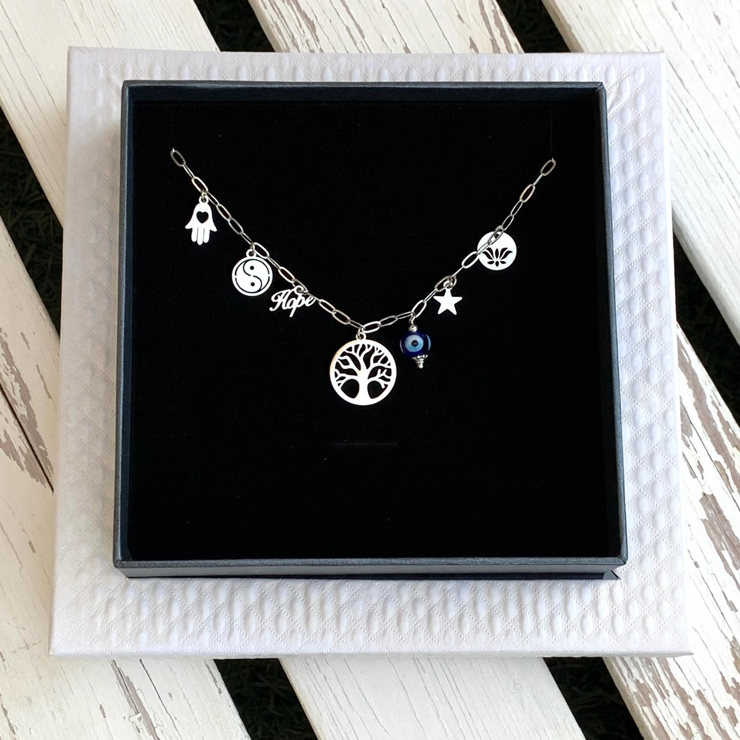 Silver Charm Necklace - Choose Charms