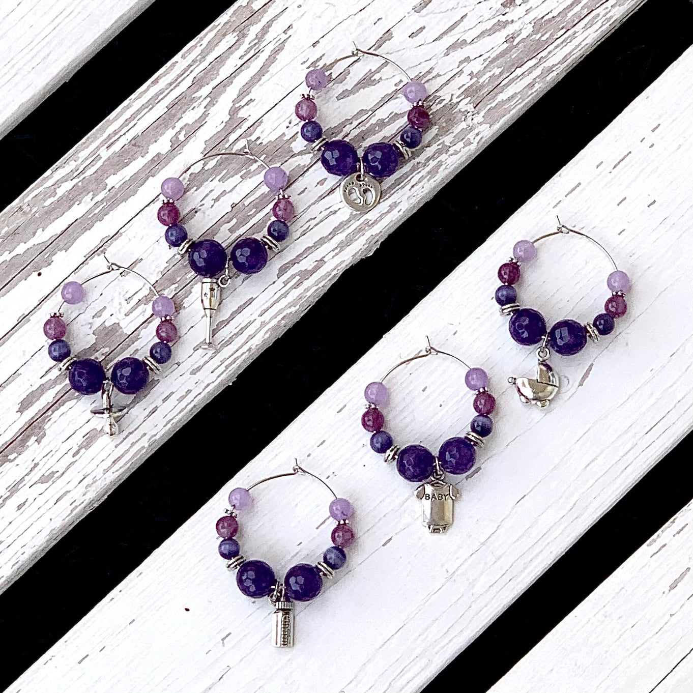 Baby Themed Wine Glass Charms - Choose Colour/Quantity & Personalisation option