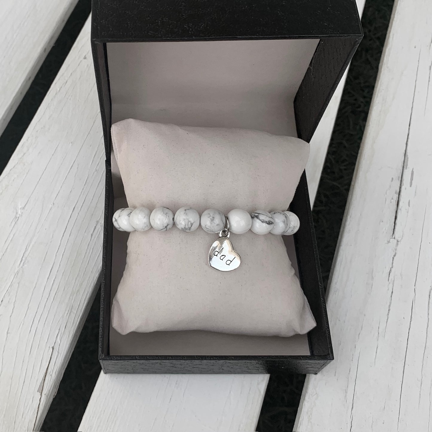 Dad Beaded Bracelet - Choose Gemstone/bead colour & Personalisation