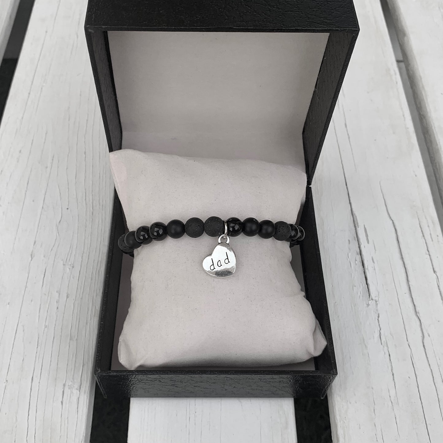 Dad Beaded Bracelet - Choose Gemstone/bead colour & Personalisation