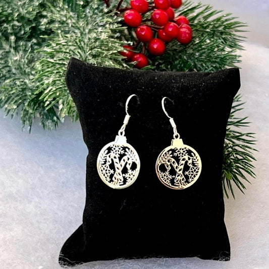 Candy Cane Bauble Christmas Earrings