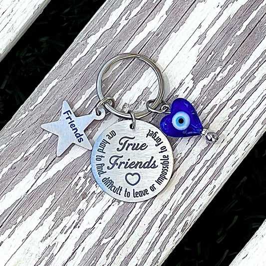 True Friends Keyring with Evil Eye Heart bead & Friends Star