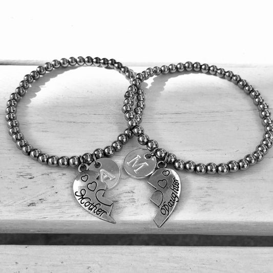 Mum & Daughter Bracelet Set - Choose Gemstone/Colour & Personalisation