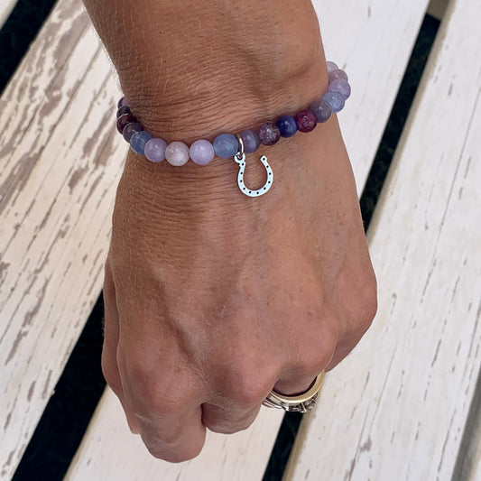 Purple Mix Beaded Bracelet - Choose Charm & Personalisation