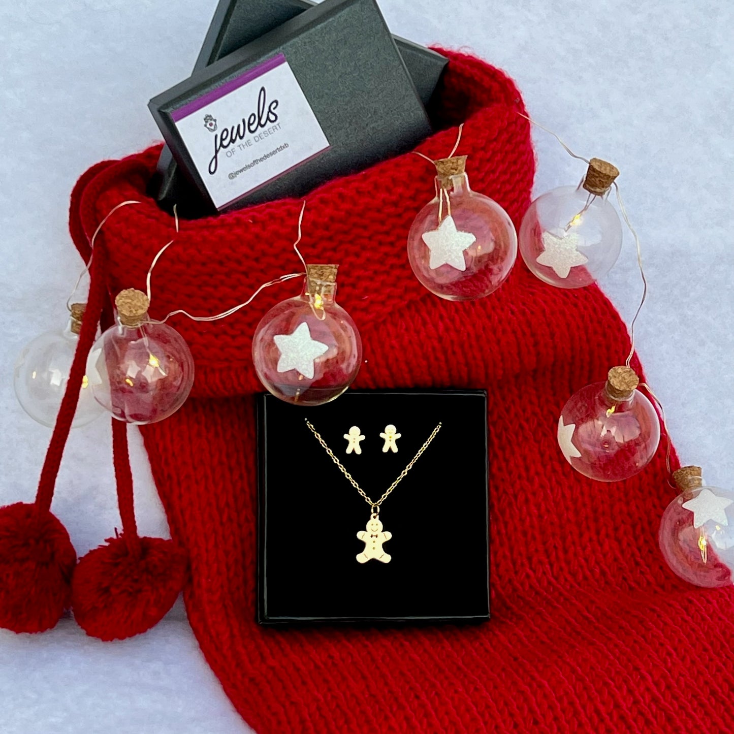 Gingerbread Man Silver or Gold Necklace (Make it a set with earrings).