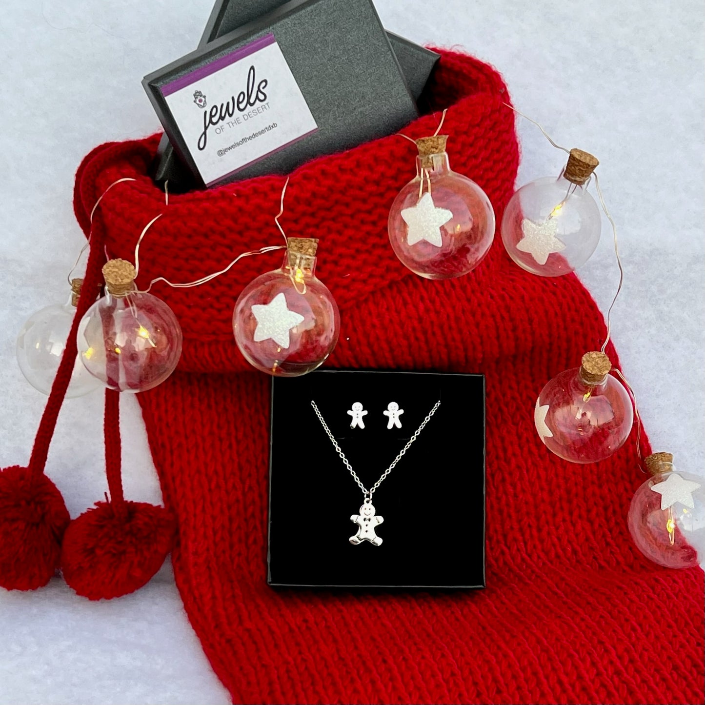 Gingerbread Man Silver or Gold Necklace (Make it a set with earrings).