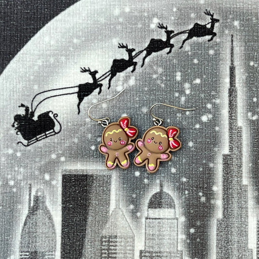 Cute Christmas Gingerbread Girl Earrings