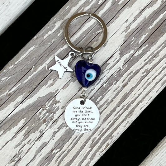 Good Friends Keyring with Evil Eye Heart