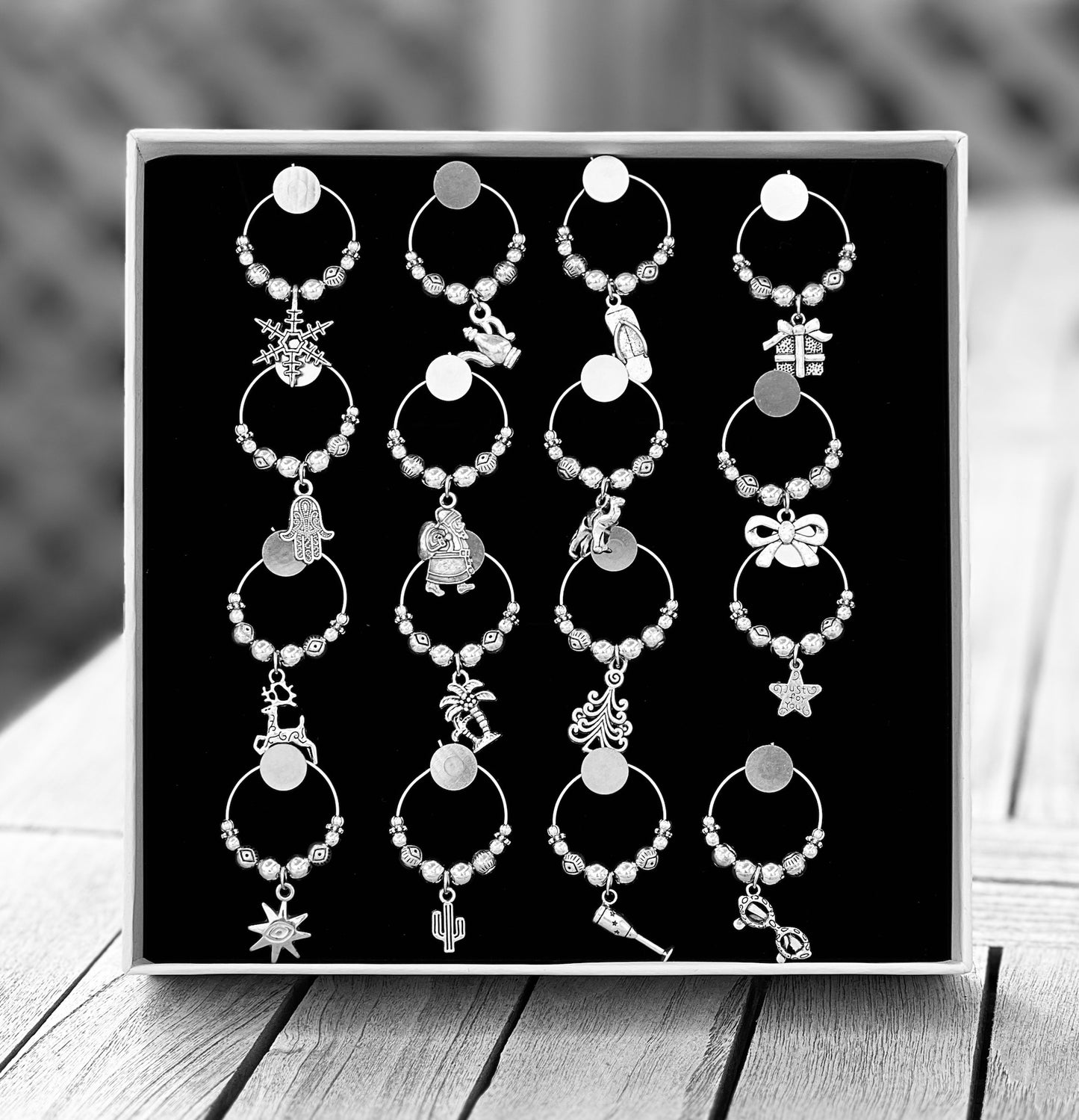 Christmas Themed Wine Glass Charms - Choose Colour/Quantity & Personalisation option