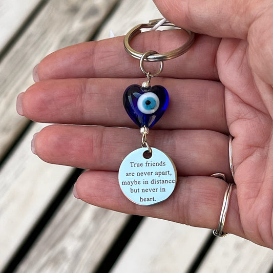 True Friends Keyring with Evil Eye Heart