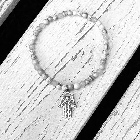 Howlite Beaded Bracelet - Choose Charm/Personalisation Option