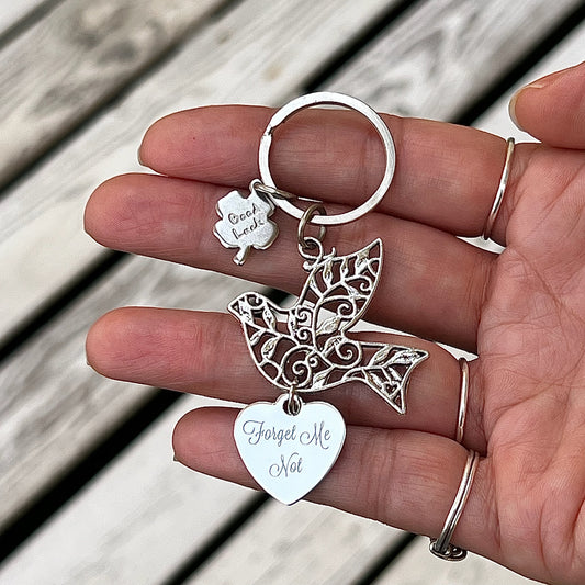 Forget Me Not Dove Keyring