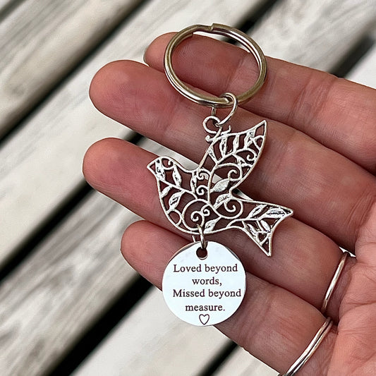 Remembrance Dove Keyring with Choice of Charms
