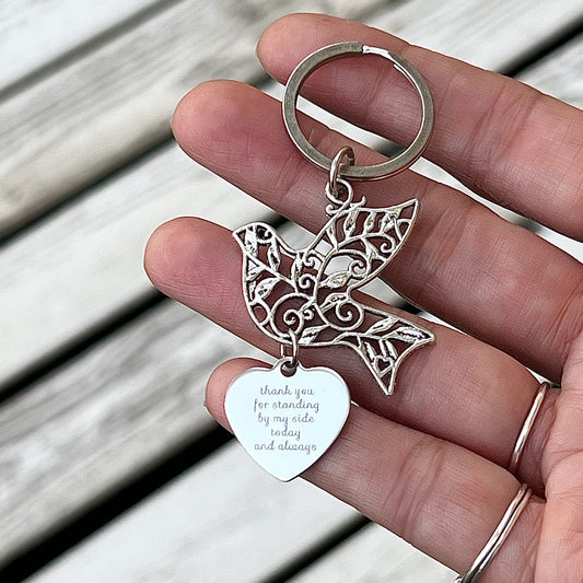 Dove Keyring with Thank You Heart