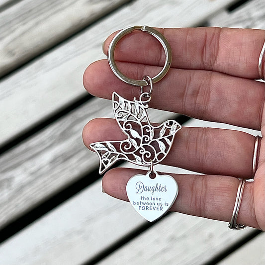 Dove Keyring with Choice of Family Charm